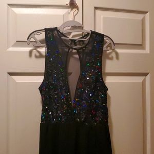 Large Black Evening Dress with Sequins